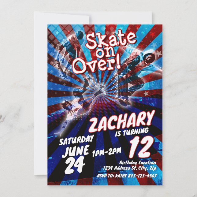 Invitation d'anniversaire de skate (Devant)