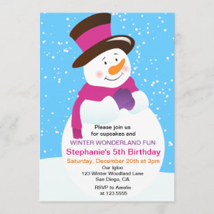 Invitation d'anniversaire de Snowman Winter Wonder