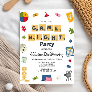 Invitation d'anniversaire de soirée de jeu pour en