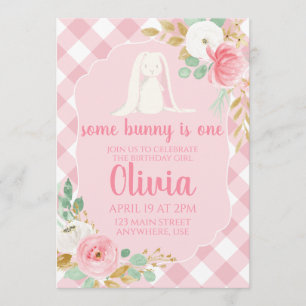 Invitation d'anniversaire de Some Bunny florale et