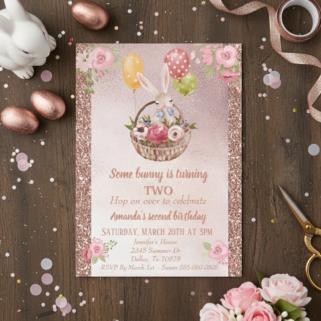 Invitation d'anniversaire de Some Bunny rose gold  (Créateur téléchargé)