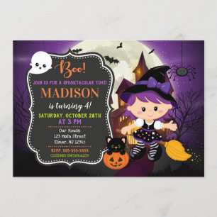 Invitation d'anniversaire de sorcière de Halloween