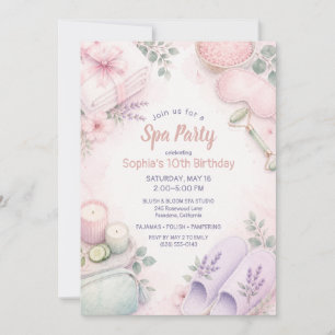 Invitation d'anniversaire de spa aquarelle rose me