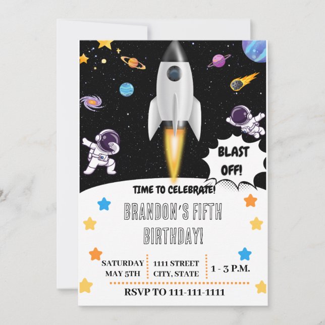 Invitation d'anniversaire de Space Boys (Devant)