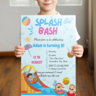 Invitation d'anniversaire de Splash Bash Pool
