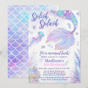 Invitation d'anniversaire de Splish Splash Mermaid