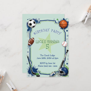 Invitation d'anniversaire de sports pour garçons