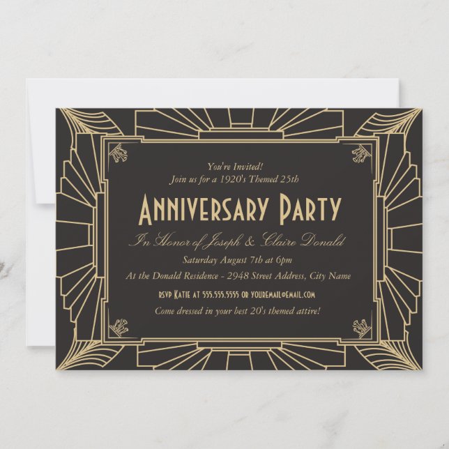 Invitation d'anniversaire de style Art Déco (Devant)