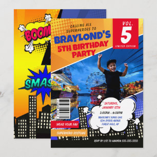 Invitation d'anniversaire de super-héros de bande 