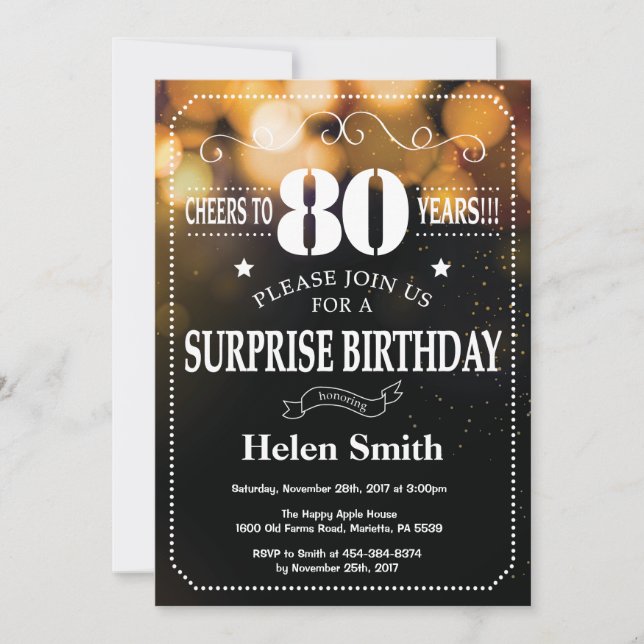 Invitation d'anniversaire de surprise de parties (Devant)
