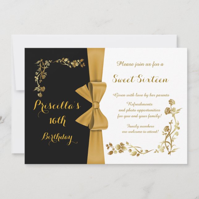 Invitation d'anniversaire de sweet sixteen, 16ème, (Devant)