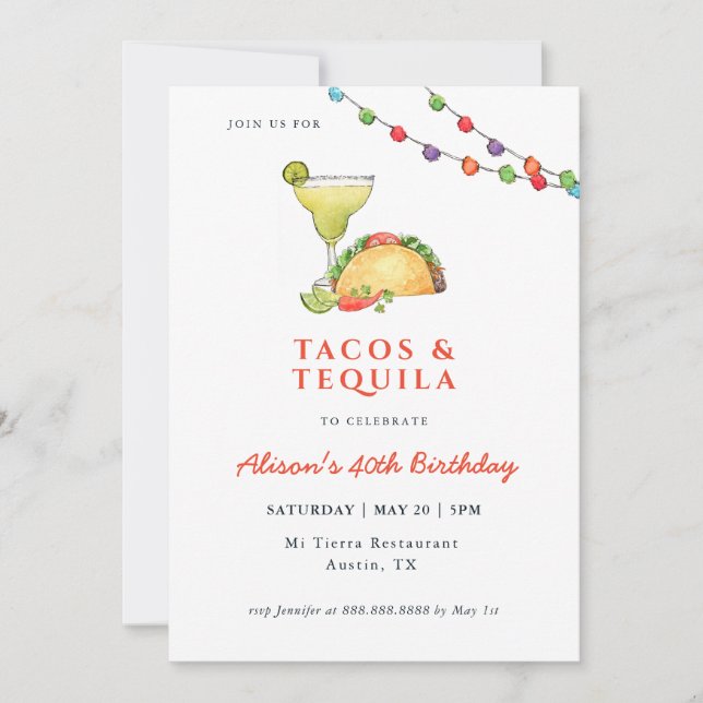 Invitation d'anniversaire de Taco & Tequila Margar (Devant)