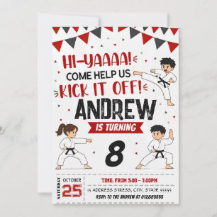 Invitation d'anniversaire de Taekwondo personnel -