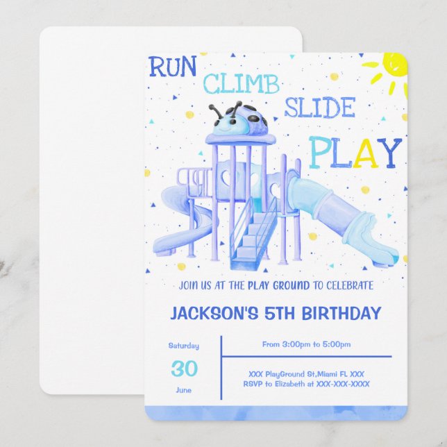 Invitation d'anniversaire de terrain de jeu (Devant / Derrière)