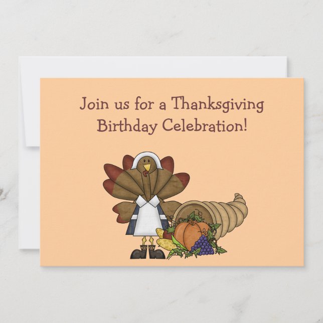 Invitation d'anniversaire de Thanksgiving (Devant)