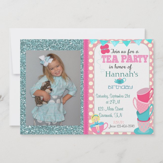 Invitation d'anniversaire de thé (Devant)