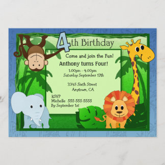 Invitation d'anniversaire de thème de jungle 4ème