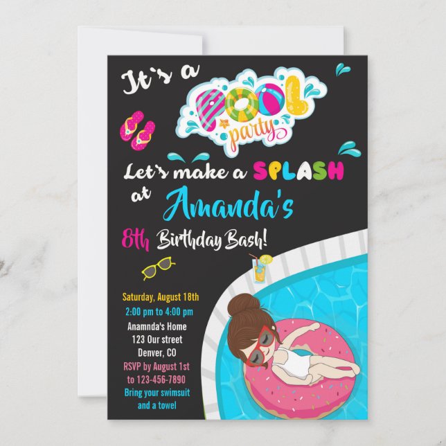 Invitation d'anniversaire de toboggan aquatique in (Devant)