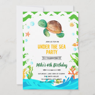 Invitation d'anniversaire de tortue