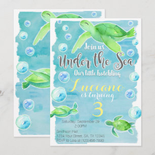 Invitation d'anniversaire de tortue de mer