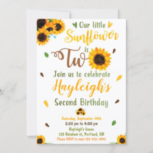 Invitation d'anniversaire de tournesol 2e annivers