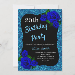 Invitation d'anniversaire de tout âge Fleurs bleue