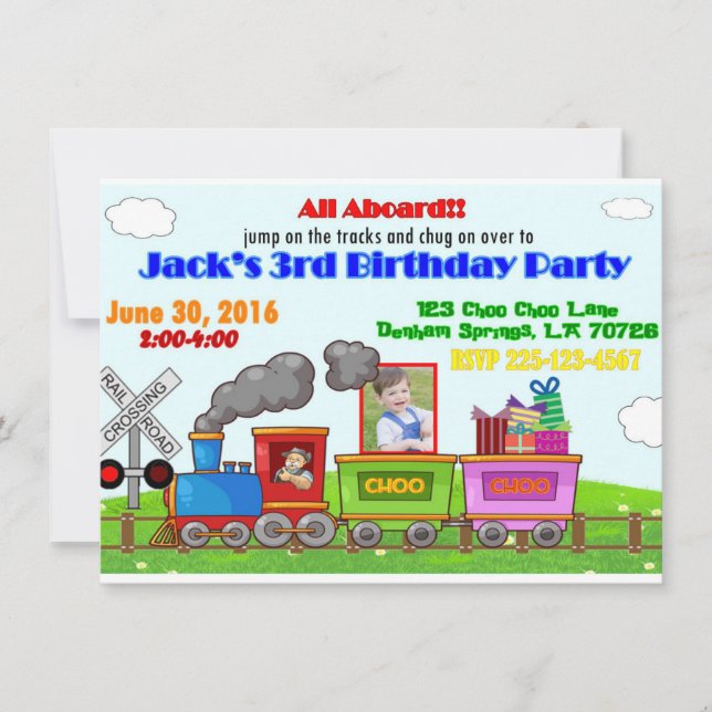 Invitation d'anniversaire de train (Devant)