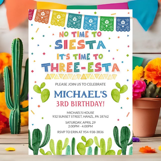 Invitation d'anniversaire de trois Esta (Créateur téléchargé)