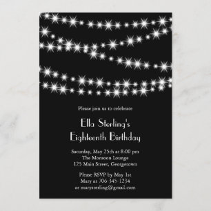 Invitation d'anniversaire de Twinkle Lights (noir)