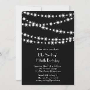 Invitation d'anniversaire de Twinkle Lights (noir)