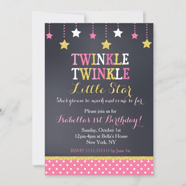 Invitation d'anniversaire de Twinkle Little Star (Devant)