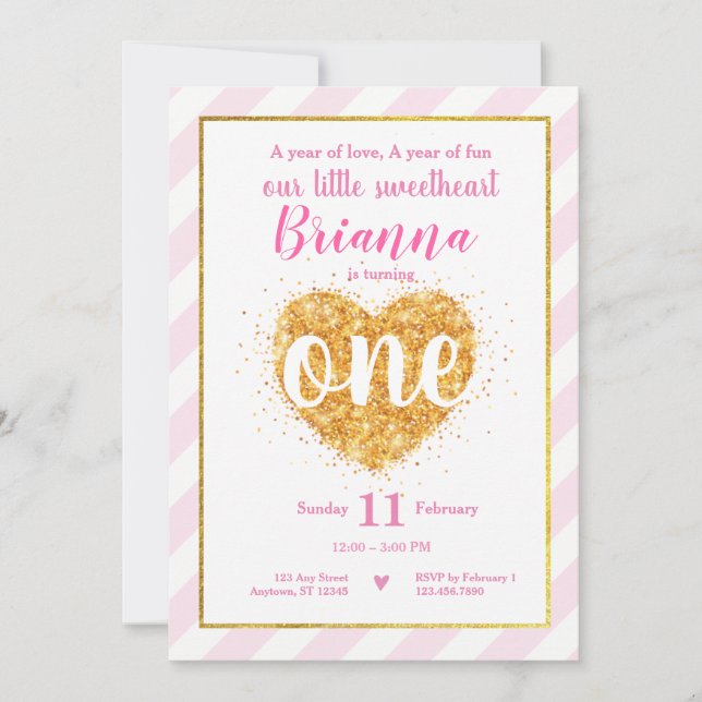 Invitation d'anniversaire de Valentine de petit (Devant)