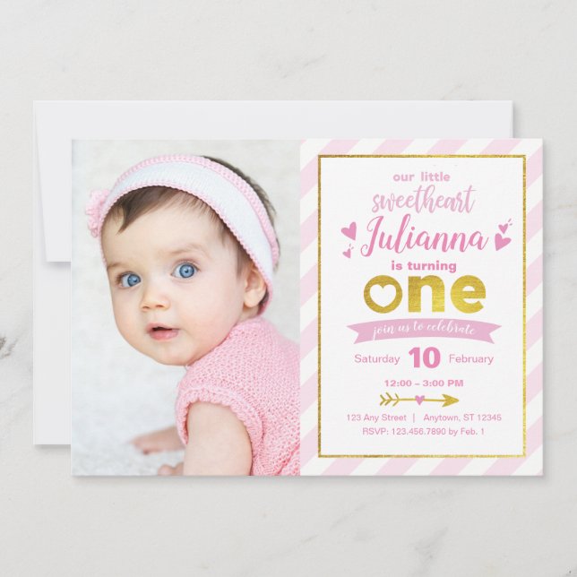 Invitation d'anniversaire de Valentine de rose (Devant)