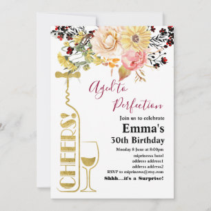 Invitation d'anniversaire de vin, âge à la perfect