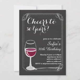 Invitation d'anniversaire de vin, encouragez à n'i