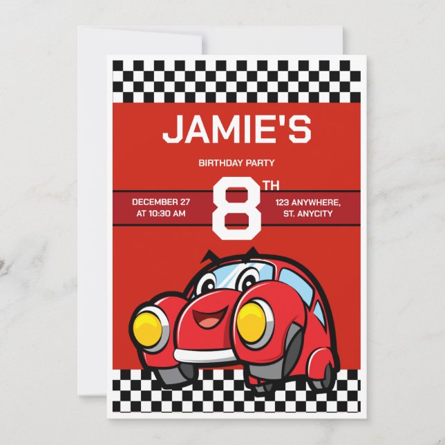 invitation d'anniversaire de voiture (Devant)