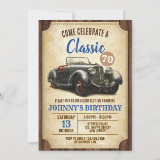 Invitation d'anniversaire de voiture classique num