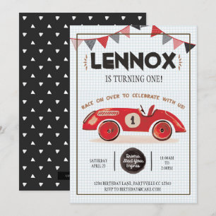 Invitation d'anniversaire de voiture de course