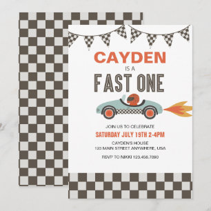 Invitation d'anniversaire de voiture de course Fas