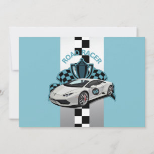Invitation d'anniversaire de voiture de course ver