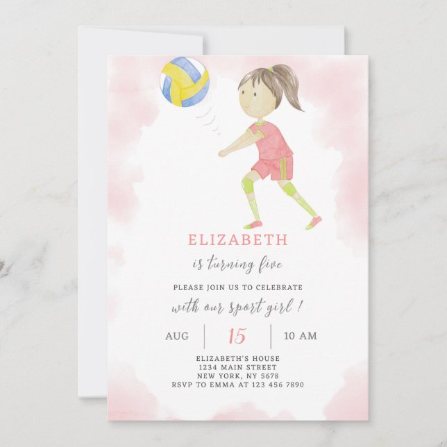 Invitation d'anniversaire de volley-ball (Devant)
