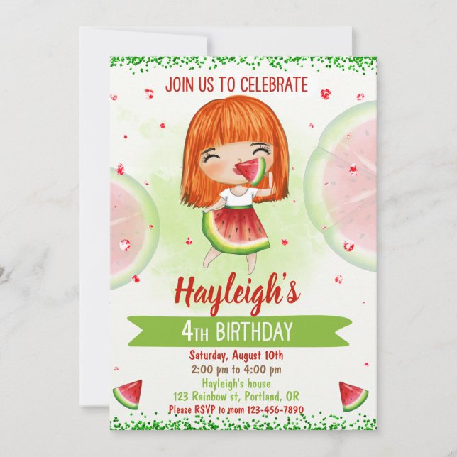 Invitation d'anniversaire de Watermelon (Devant)