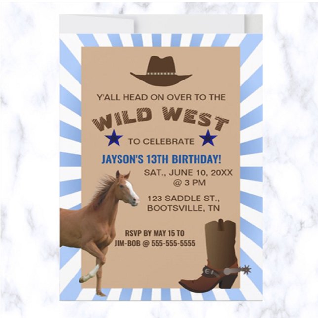 Invitation d'anniversaire de Wild West (Créateur téléchargé)