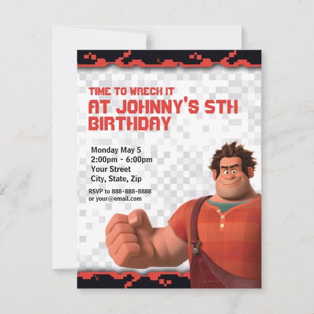 Invitation d'anniversaire de Wreck-It Ralph (Devant)