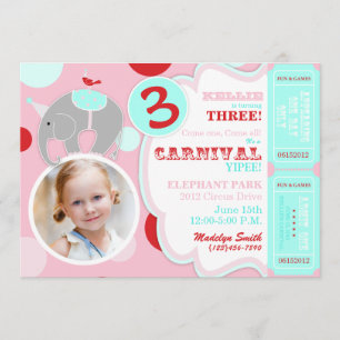 Invitation d'anniversaire d'éléphant de cirque