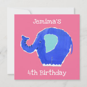 Invitation d'anniversaire d'éléphant personnalisée
