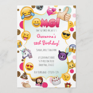 Invitation d'anniversaire d'Emoji - invitations