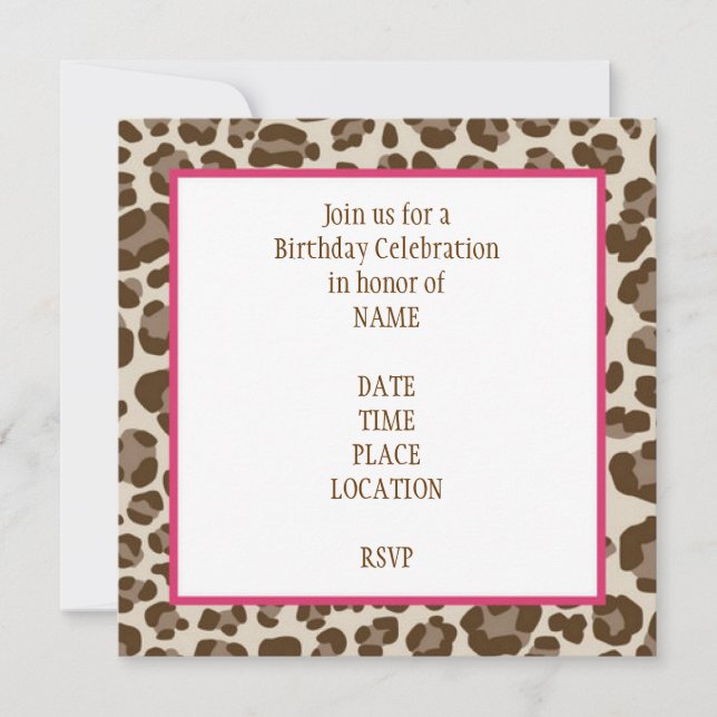 Invitation d'anniversaire d'empreinte de léopard (Devant)