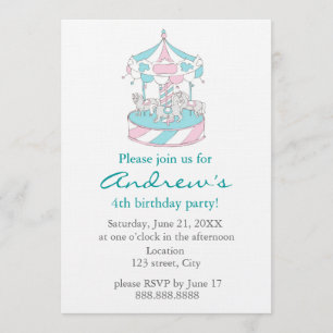 Invitation d'anniversaire d'enfant de carrousel