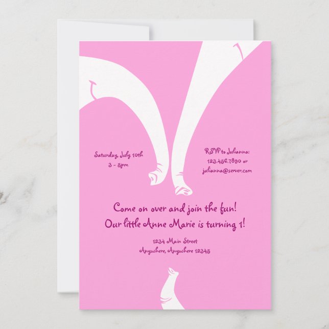 Invitation d'anniversaire d'enfant de fille de (Devant)